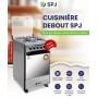 Cuisinière à gaz SPJ SCX-GR5040GG45, 4 feux + four 60Len inox