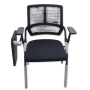 Chaise d’Étudiant et de Bureau avec Bureau Intégré Pliable en Maille avec Tablette Écritoire Cadre Métal - Noir