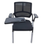 Chaise d’Étudiant et de Bureau avec Bureau Intégré Pliable en Maille avec Tablette Écritoire Cadre Métal - Noir