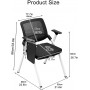 Chaise d’Étudiant et de Bureau avec Bureau Intégré Pliable en Maille avec Tablette Écritoire Cadre Métal - Noir
