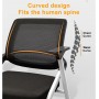Chaise d’Étudiant et de Bureau avec Bureau Intégré Pliable en Maille avec Tablette Écritoire Cadre Métal - Noir