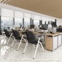 Chaise d’Étudiant et de Bureau avec Bureau Intégré Pliable en Maille avec Tablette Écritoire Cadre Métal - Noir