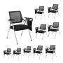Chaise d’Étudiant et de Bureau avec Bureau Intégré Pliable en Maille avec Tablette Écritoire Cadre Métal - Noir