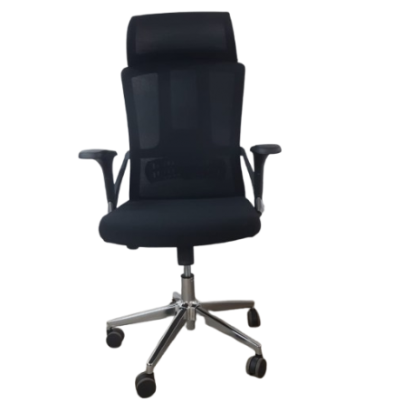 Chaise De Bureau Ergonomique En Maille – Dossier Haut Réglable, Appui-tête, Accoudoirs Relevables, Gris Foncé
