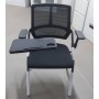 Chaise d’Étudiant et de Bureau avec Bureau Intégré Pliable en Maille avec Tablette Écritoire Cadre Métal - Noir