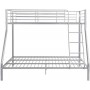 Lit Superposé ELEVATIO IV - 90x190 & 140x190 cm, Métal Argent + Matelas Inclus