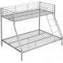 Lit Superposé ELEVATIO IV - 90x190 & 140x190 cm, Métal Argent + Matelas Inclus