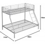 Lit Superposé ELEVATIO IV - 90x190 & 140x190 cm, Métal Argent + Matelas Inclus