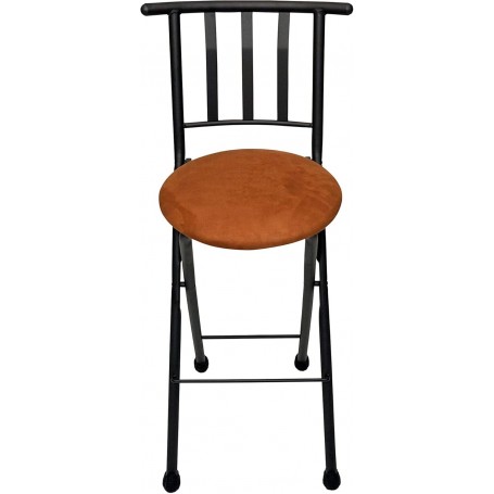 Tabouret de bars, chaise Haute Pliante avec Dossier, Structure Métal et Assise Confort