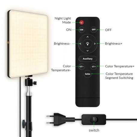 Projecteur de lumière Plokama Live-P19, LED 19” avec télécommande, 2700K à 5700K pour Streaming, photos, maquillage