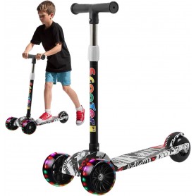 Trottinette Enfant Pliable à Roues Lumineuses – Hauteur Réglable, Antidérapante, 3 Roues – Pour Activités Extérieures
