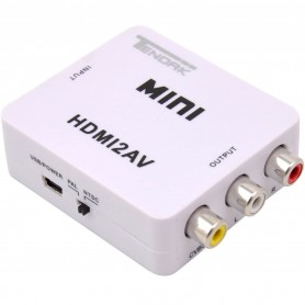 Convertisseur audio vidéo composite vers HDMI , 1080P, PAL / NTSC avec câble de charge USB - Blanc