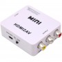 Convertisseur audio vidéo composite, HDMI vers RCA , 1080P, PAL / NTSC avec câble de charge USB - Blanc