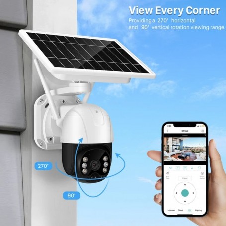 Caméra de Sécurité Solaire PTZ V380-P5 2MP 4G Extérieure – Sans Fil, Autonome, Étanche et Intelligente