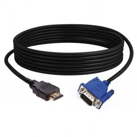 Câble longue HDMI male vers VGA mâle (5 Mètres), HD 1080P, anti-corrosion