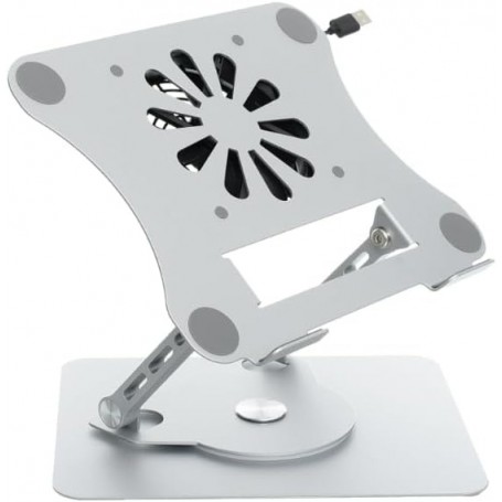 Support Ordinateur Portable Métal Pliable V6.1 – Refroidissement Turbine, Réglable, Pivot 360°, Gris Foncé