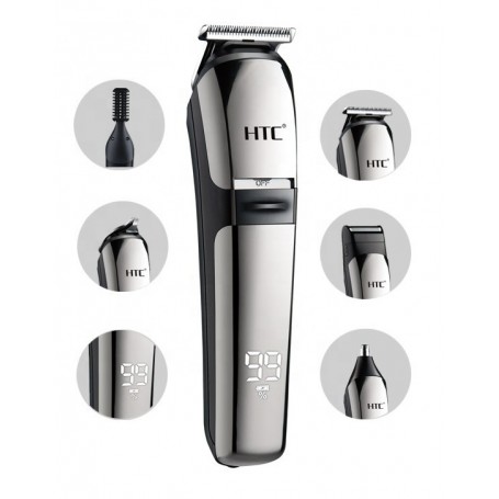 Tondeuse Électrique Multifonction HTC AT-1327, 5-en-1, Rechargeable, Batterie Lithium