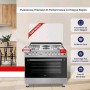 Cuisinière Debout SPJ S90RW-9042GE24, 90 cm, 4 feux et 2 plaque électriques, Four et Grill à Gaz, 107L, Fabriquée en Turquie