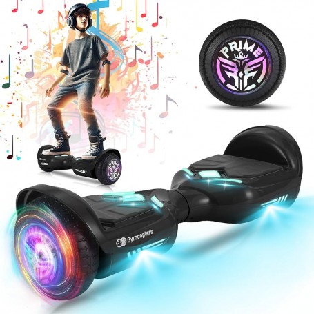 Scooter, Gyrocopters Prime 2025 Hoverboard Pro 6.0, Tout Terrain, 300 W, 15 km/h, Haut-Parleurs Bluetooth Intégrés