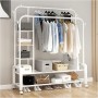 Porte vêtements autoportante sur roulettes, Blanc 150 cm, Charge maximale 75 kg