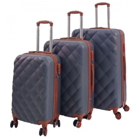 Ensemble de Valises de Luxe 3 Pièces, ABS Rigide avec Serrure TSA, Roulettes Pivotantes – gris Élégant
