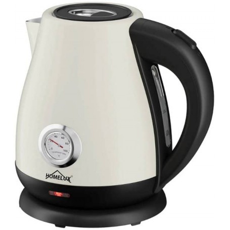 Bouilloire Électrique Rétro HOMELUX 1.7L en Acier Inoxydable, 2200W, Thermomètre Analogique, Arrêt Automatique