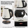 Bouilloire Électrique Rétro HOMELUX 1.7L en Acier Inoxydable, 2200W, Thermomètre Analogique, Arrêt Automatique