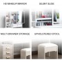 Coiffeuse Moderne avec Miroir Lumineux, pour Chambre à Coucher ou Bureau - Blanc