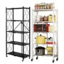 Étagère de cuisine à 5 niveaux avec roulettes, 72 x 38 x 136 cm, Multifonctionnelle en métal