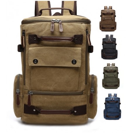 Sac à Dos Homme Vintage en Toile, Grande Capacité et Compartiment Ordinateur
