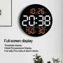 Horloge Murale LED Ronde 10 pouces avec Alarme, Température et Humidité – Compte à Rebours et Télécommande