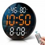 Horloge Murale LED Ronde 10 pouces avec Alarme, Température et Humidité – Compte à Rebours et Télécommande