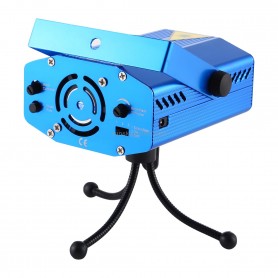Projecteur holographique lumière Laser Star 2 couleurs Rouge + Vert avec support son, fonction active & auto made (Bleu)