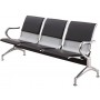 Banc d’attente métallique avec coussin noir en acier inoxydable 3 places -3 places