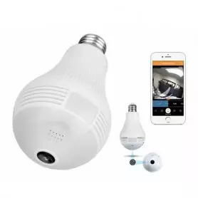 Ampoule Caméra de Surveillance intelligente, sans fil, IP HD 360 P, Wifi LED degrés 1080, lumière.