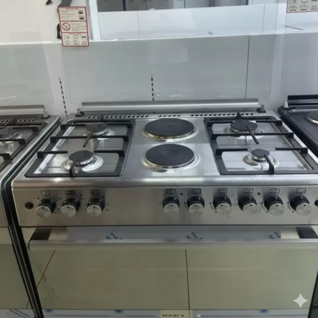 Cuisinière à Gaz MAXI F9S42G2, 90 cm, 4 brûleurs à gaz et 2 plaques électriques, Four à gaz spacieux