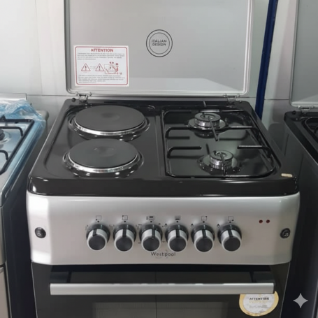 Cuisinière mixte Westpool – 60x60 cm, 2 feux gaz + 2 plaques électriques