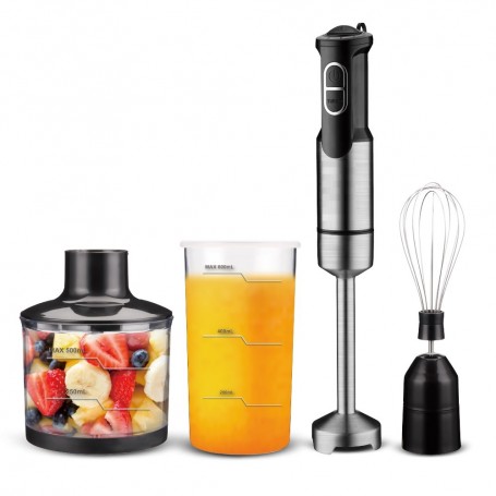 Mixeur Plongeant Multifonction SPJ HBX-SS1200W, 3 en 1, 1200W en Inox , 2 vitesses avec variateur progressif