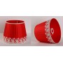 Lampe de table décorative, Abat-jour plissé rouge et dentelle blanche, Base en céramique dorée