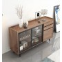 Buffet moderne en bois UL-11N0459, avec portes coulissantes en verre et tiroirs