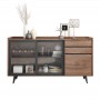 Buffet moderne en bois UL-11N0459, avec portes coulissantes en verre et tiroirs
