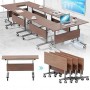 Table de conférence pliante et mobile, Table de formation modulable sur roulettes, 120×40×75 cm