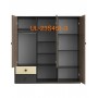 Armoire, Garde-robe Moderne UL-23S451-3, 3 Portes et 4 Tiroirs, Contemporain et élégant