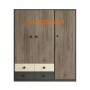 Armoire, Garde-robe Moderne UL-23S451-3, 3 Portes et 4 Tiroirs, Contemporain et élégant