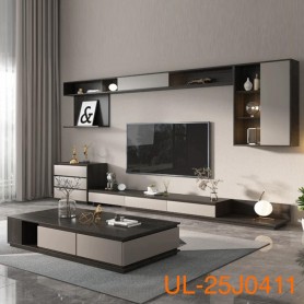 Ensemble meuble TV mural UL-25J0411, avec Étagères et rangements suspendus