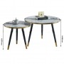 Ensemble de tables basses gigognes, Design moderne effet marbre blanc et doré – Structure métallique élégante