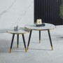 Ensemble de tables basses gigognes, Design moderne effet marbre blanc et doré – Structure métallique élégante
