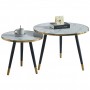 Ensemble de tables basses gigognes, Design moderne effet marbre blanc et doré – Structure métallique élégante