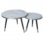 Ensemble de tables basses gigognes, Design moderne effet marbre blanc et doré – Structure métallique élégante