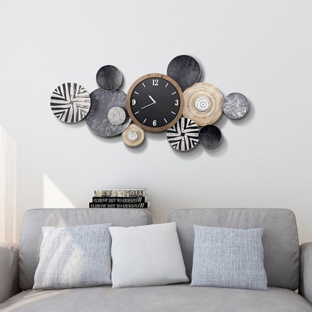 Horloge décorative Murale Moderne Multi-Ronde en Métal, Silencieuse et Élégante